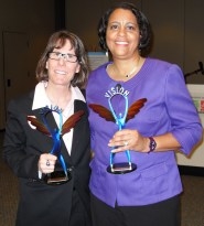 Becky Bell (left) and Leslie Porter were honored during a ceremony in the Student Union Memorial Center on Tuesday. Becky Bell (left) and Leslie Porter were honored during a ceremony in the Student Union Memorial Center on Tuesday.